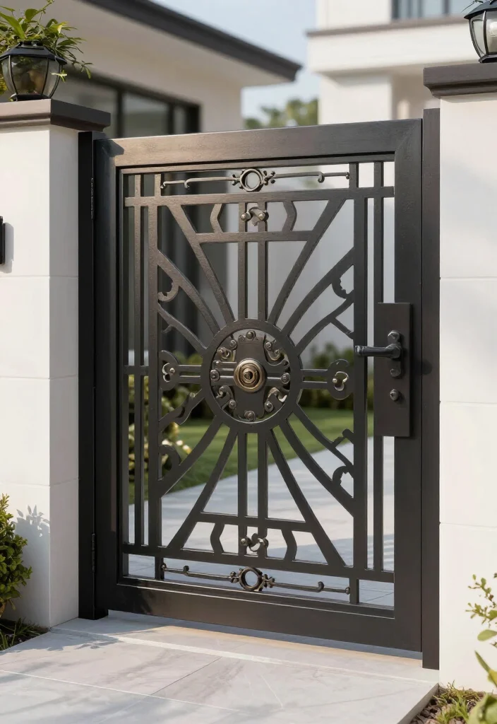 17 BEST Driveway Gate Ideas That Will Transform Your Curb Appeal (You Won't Believe #5!) - 11. Decorative Metal Grate Gate 1