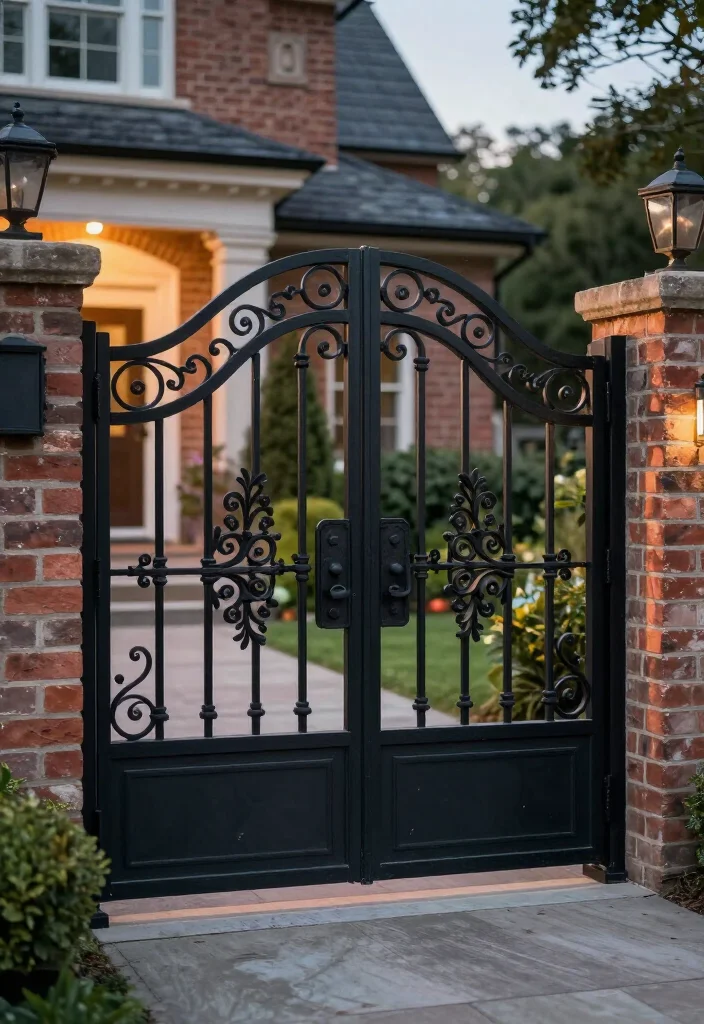 17 BEST Driveway Gate Ideas That Will Transform Your Curb Appeal (You Won't Believe #5!) - 16. Timeless Iron Gate 1
