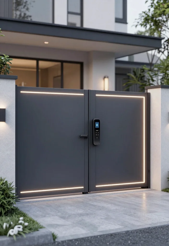 17 BEST Driveway Gate Ideas That Will Transform Your Curb Appeal (You Won't Believe #5!) - 17. Futuristic Smart Gate 1