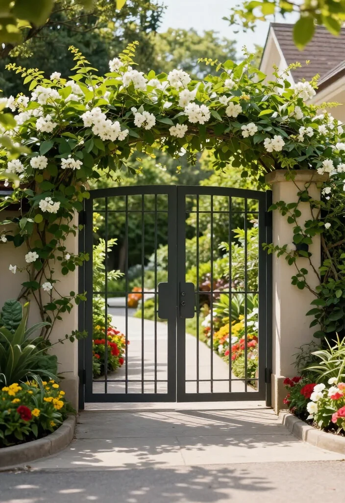 17 BEST Driveway Gate Ideas That Will Transform Your Curb Appeal (You Won't Believe #5!) - 4. Lush Greenery Surround 1
