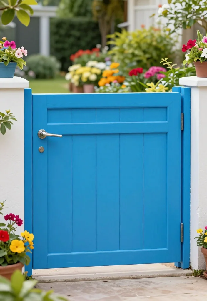 17 BEST Driveway Gate Ideas That Will Transform Your Curb Appeal (You Won't Believe #5!) - 7. Colorful Vinyl Gates 1