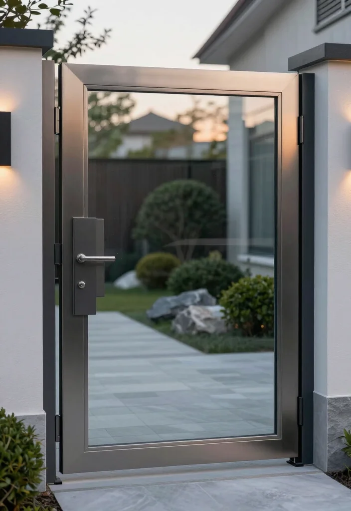 17 BEST Driveway Gate Ideas That Will Transform Your Curb Appeal (You Won't Believe #5!) - 8. Elegant Glass Gates 1
