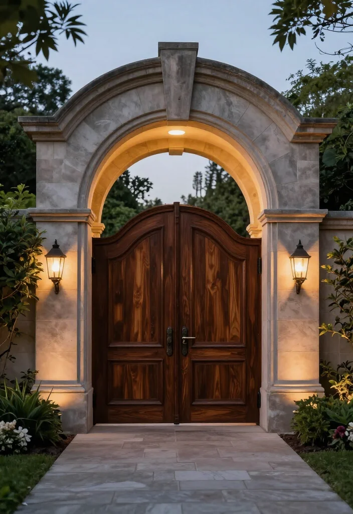 17 BEST Driveway Gate Ideas That Will Transform Your Curb Appeal (You Won't Believe #5!) - 9. Grand Arched Gates 1