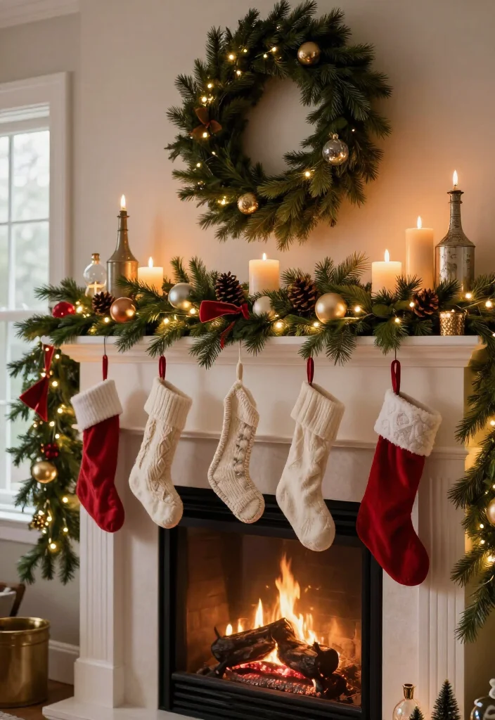 17 Best Christmas Mantel Decor Ideas That’ll Make Your Fireplace the Star of the Season (You’ll Want to Copy #9!) 35 17 Best Christmas Mantel Decor Ideas That’ll Make Your Fireplace the Star of the Season (You’ll Want to Copy #9!) - 12. Candlelit Mantel for a Warm Evening Glow 1