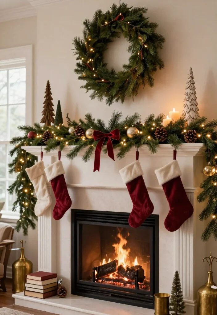 17 Best Christmas Mantel Decor Ideas That’ll Make Your Fireplace the Star of the Season (You’ll Want to Copy #9!) 60 17 Best Christmas Mantel Decor Ideas That’ll Make Your Fireplace the Star of the Season (You’ll Want to Copy #9!) - 15. Bookish Christmas Mantel with Cozy Library Style 1