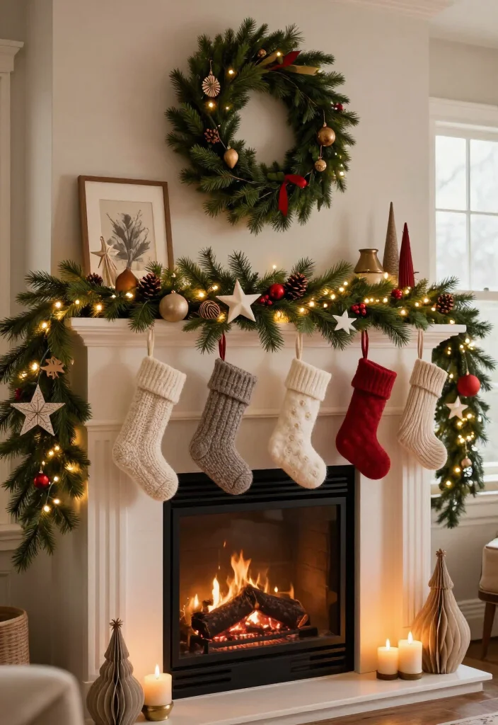 17 Best Christmas Mantel Decor Ideas That’ll Make Your Fireplace the Star of the Season (You’ll Want to Copy #9!) 72 17 Best Christmas Mantel Decor Ideas That’ll Make Your Fireplace the Star of the Season (You’ll Want to Copy #9!) - 17. Handmade Family Mantel Full of Personal Details 1