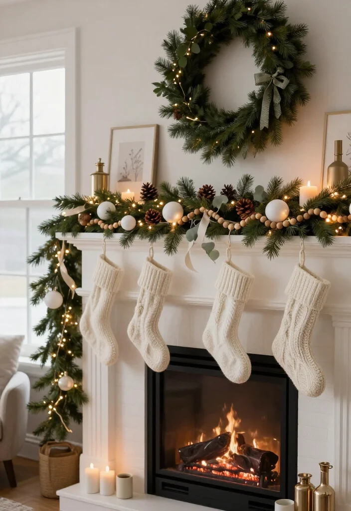 17 Best Christmas Mantel Decor Ideas That’ll Make Your Fireplace the Star of the Season (You’ll Want to Copy #9!) 4 17 Best Christmas Mantel Decor Ideas That’ll Make Your Fireplace the Star of the Season (You’ll Want to Copy #9!) - 3. Soft Scandinavian Christmas Mantel Styling 1