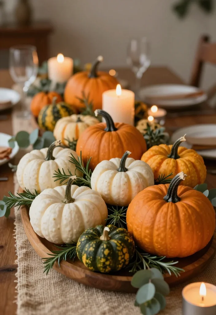 17 Best Thanksgiving Decor Ideas Under $100 That Will WOW Your Guests! - 1. Rustic Pumpkin Centerpieces 1