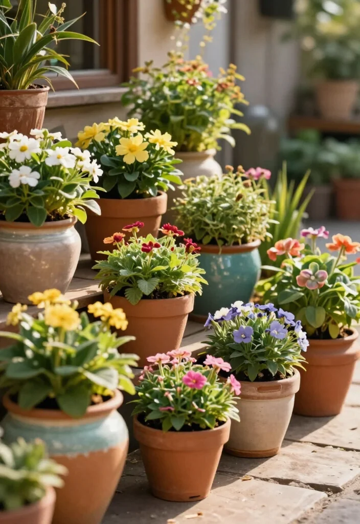 17 Charming Rustic Front Garden Ideas That Will Make Your Neighbors Envious! - 11. Colorful Container Gardens 1