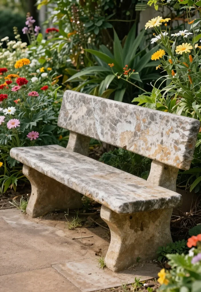 17 Charming Rustic Front Garden Ideas That Will Make Your Neighbors Envious! - 15. Rustic Stone Benches 1