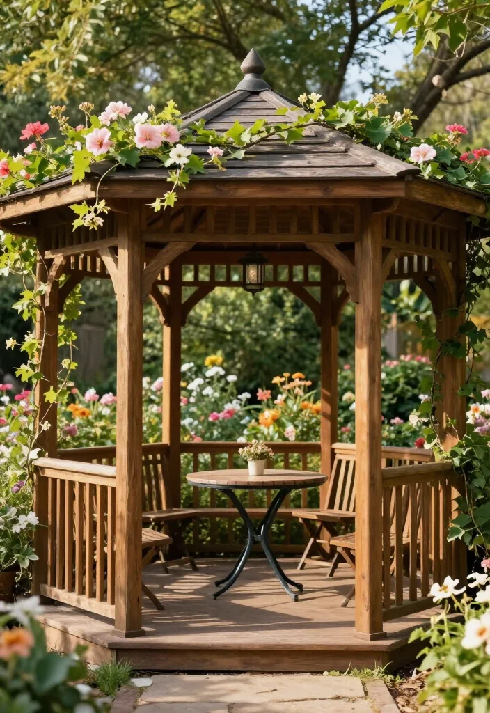 17 Charming Rustic Front Garden Ideas That Will Make Your Neighbors Envious! - 9. Charming Gazebo 1
