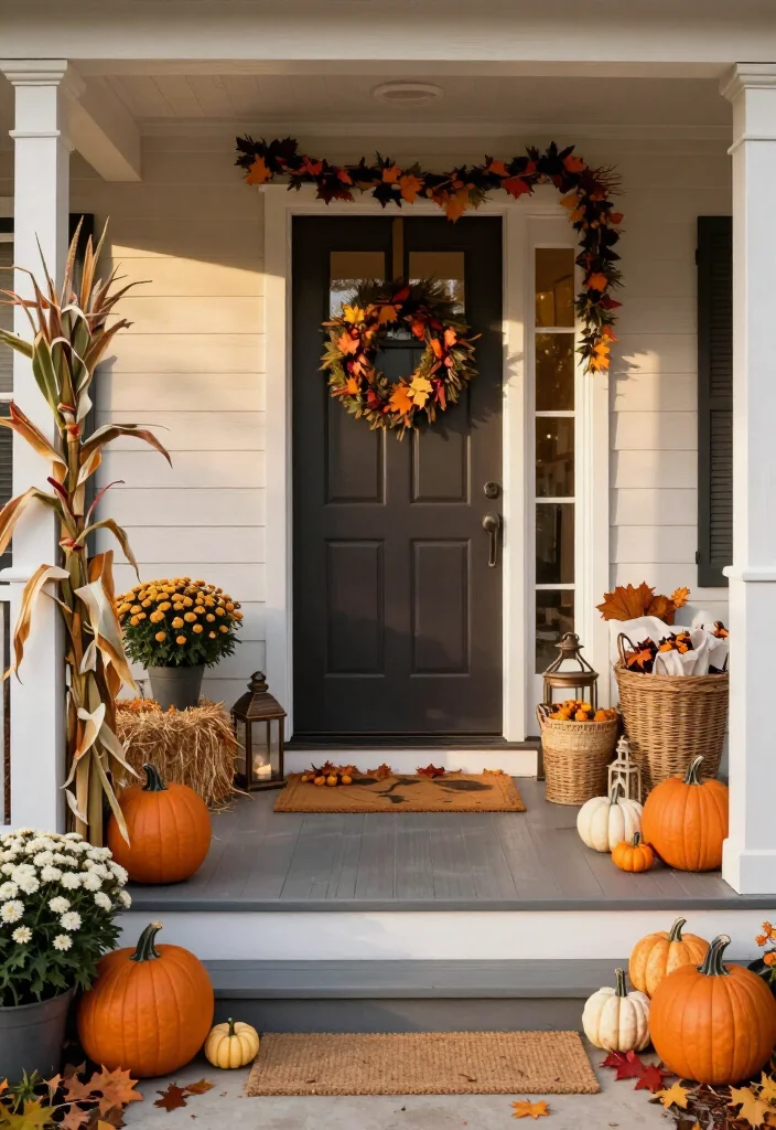 17 Clever Halloween-to-Thanksgiving Porch Decor Ideas That Make the Seasonal Switch Effortless (You’ll Want to Copy #9!) - 11. Add Ghostly Fabric Accents You Can Fold Away 1
