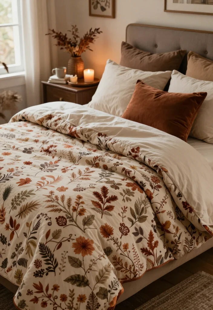 17 Cozy Fall Bedding Combos That'll Make Your Bedroom Feel Like a Warm Hug (You'll Want to Copy #7!) - 7. Cinnamon Floral, Chocolate Brown, and Cream 1