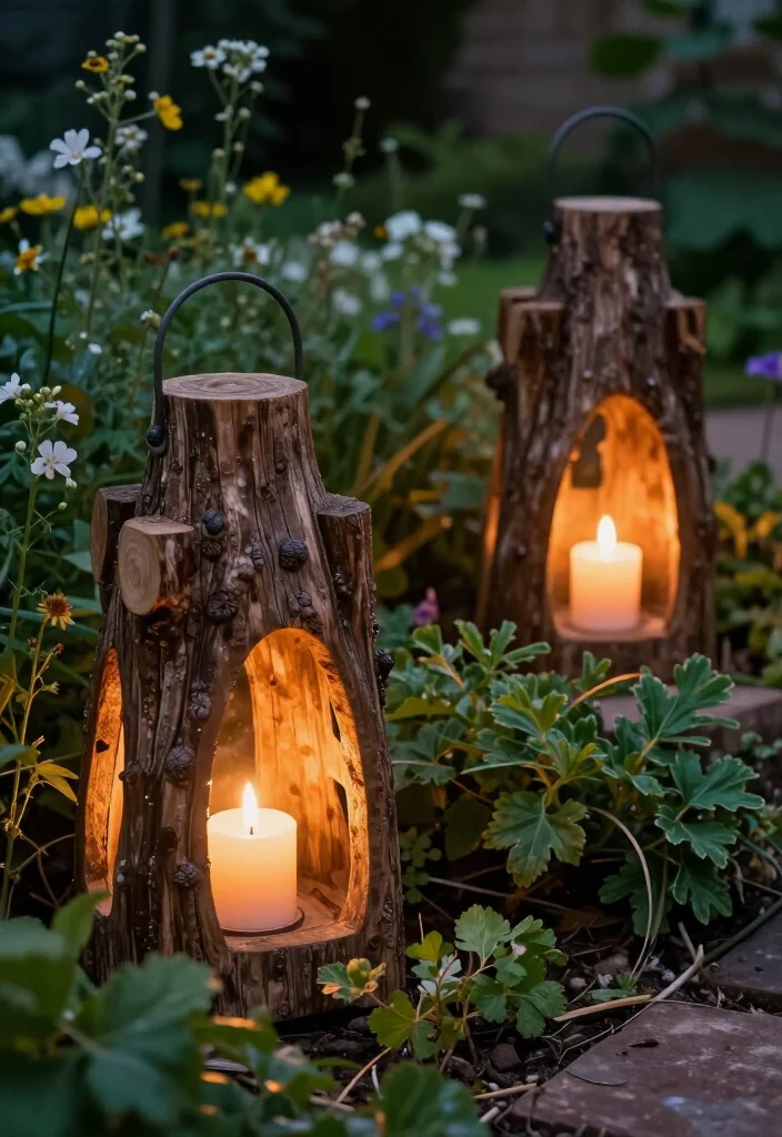 17 DIY Garden Lantern Decor Ideas That Will Light Up Your Evenings (You Won't Believe #9!) - 10. Log Lanterns 1