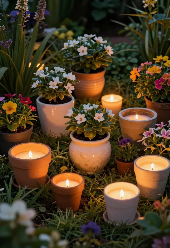 17 DIY Garden Lantern Decor Ideas That Will Light Up Your Evenings (You Won't Believe #9!) - 14. Candlelit Flower Pots 1