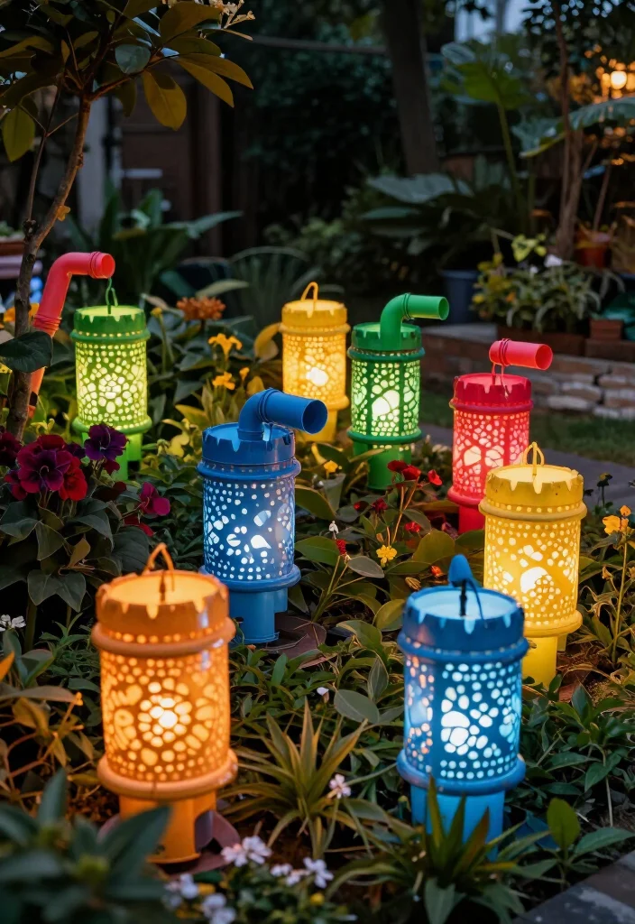 17 DIY Garden Lantern Decor Ideas That Will Light Up Your Evenings (You Won't Believe #9!) - 15. Colorful Lanterns from PVC Pipes 1