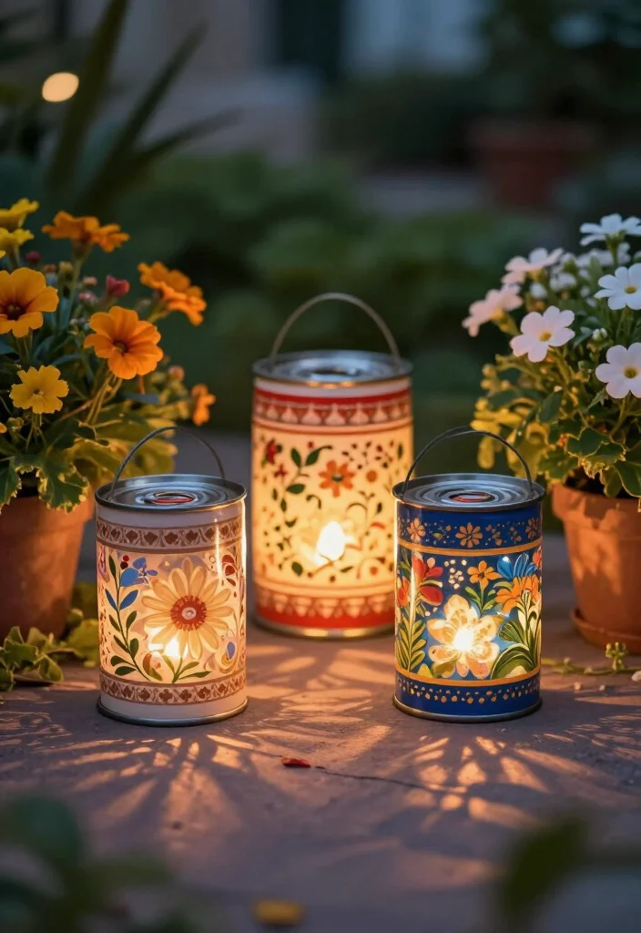 17 DIY Garden Lantern Decor Ideas That Will Light Up Your Evenings (You Won't Believe #9!) - 4. Painted Tin Can Lanterns 1
