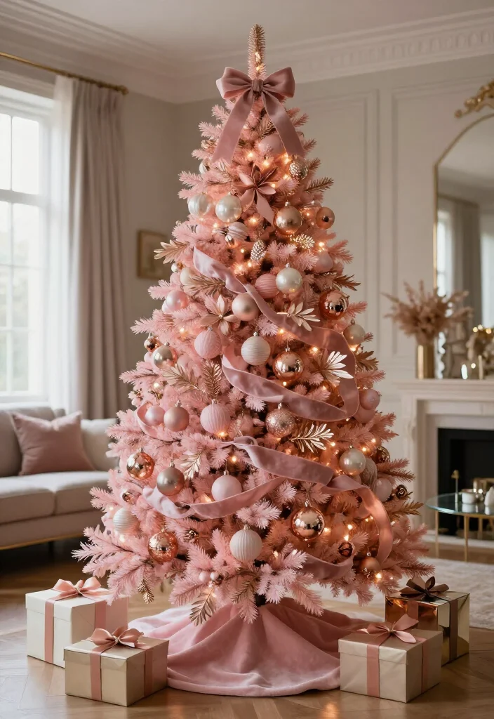 17 Delightful Pink Christmas Tree Decorating Ideas That’ll Make Your Holidays Feel Absolutely Magical - 5. Lean Into Rose Gold Glow 1