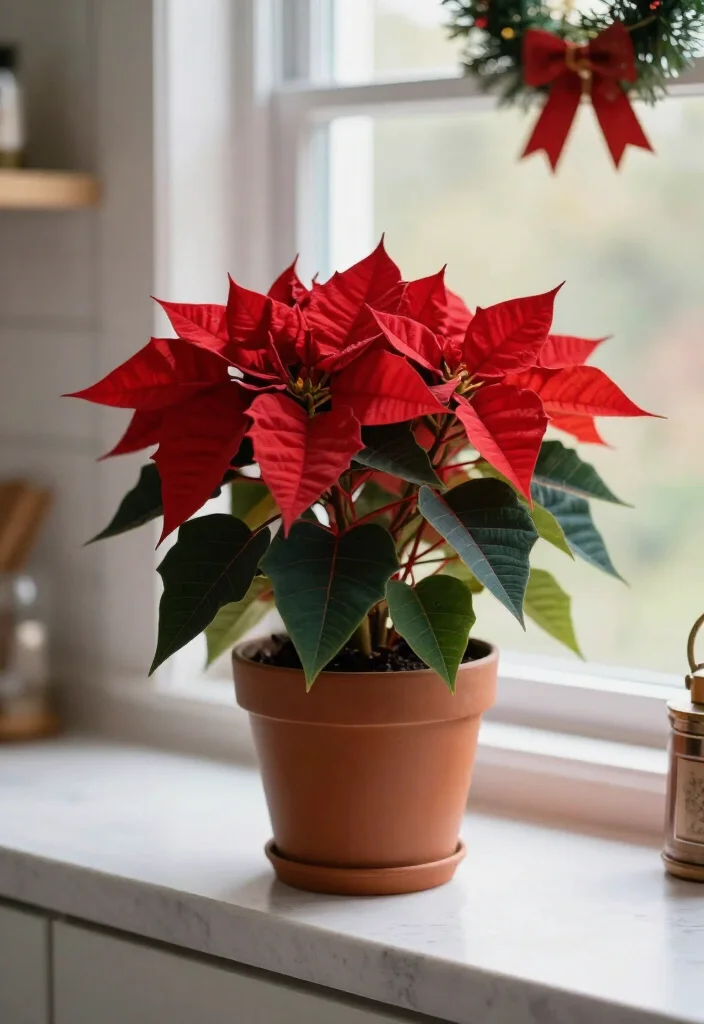17 Elegant Christmas Kitchen Decor Under $100 That'll Make Your Home Feel Merry and Bright! - 12. Seasonal Plant Decor 1