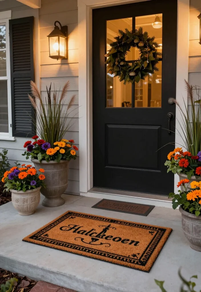 17 Elegant Halloween Front Porch Decor Ideas Your Neighbors Will Envy! - 14. Elevated Entryway 1