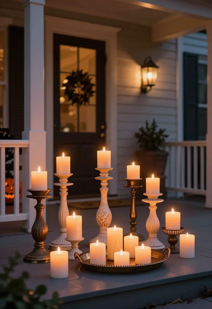 17 Elegant Halloween Front Porch Decor Ideas Your Neighbors Will Envy! - 16. Classic Candle Arrangements 1