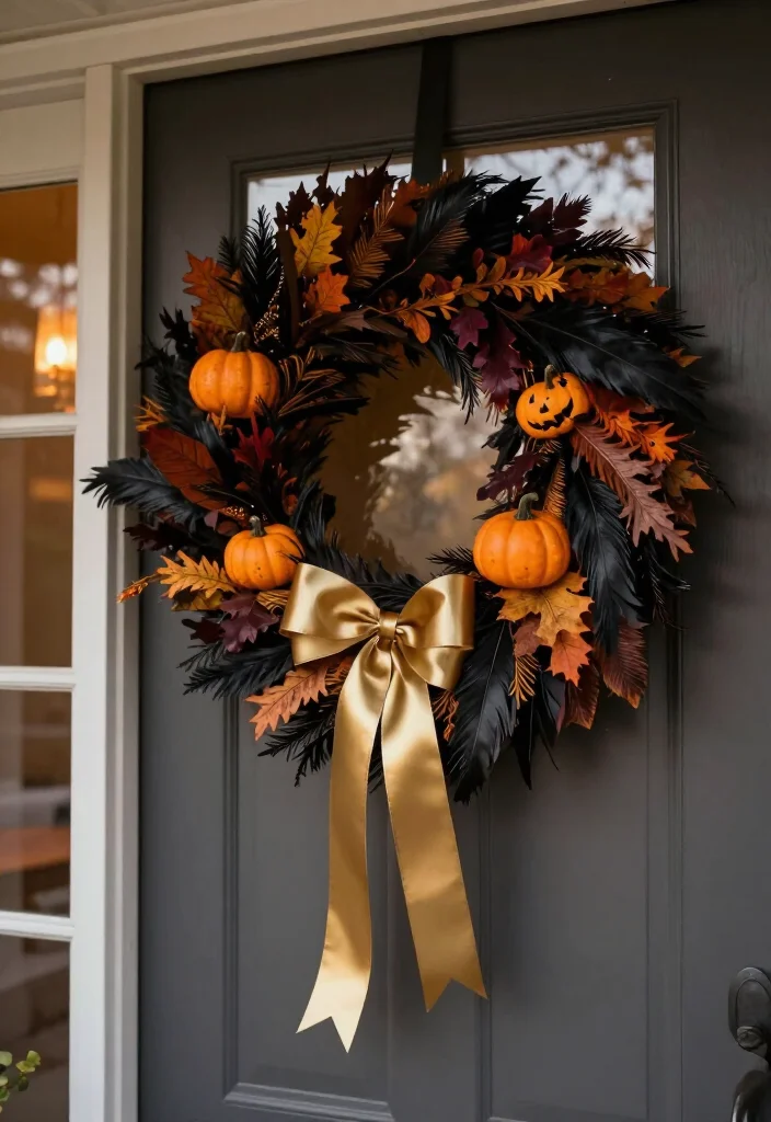 17 Elegant Halloween Front Porch Decor Ideas Your Neighbors Will Envy! - 2. Elegant Wreaths 1