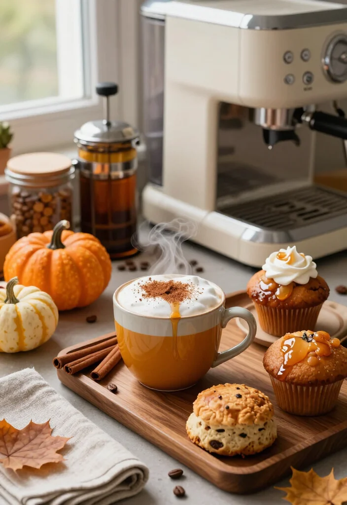 17 Fall Coffee Bar Ideas That’ll Make Your Home Feel Like a Cozy Café (You’ll Want to Copy #7!) 56 17 Fall Coffee Bar Ideas That’ll Make Your Home Feel Like a Cozy Café (You’ll Want to Copy #7!) - 13. Use Autumn Leaves and Mini Pumpkins as Small Accents 1