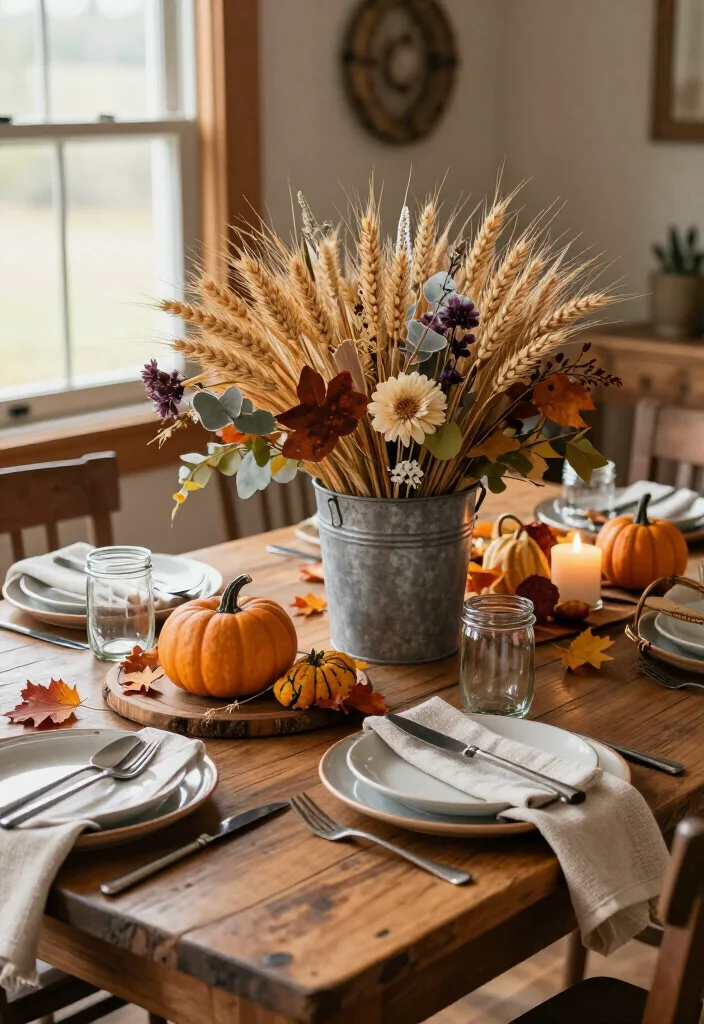 17 Farmhouse Thanksgiving Decor Ideas with Rustic Charm That'll Make Your Table the Talk of the Feast! 44 17 Farmhouse Thanksgiving Decor Ideas with Rustic Charm That'll Make Your Table the Talk of the Feast! - 11. Turn a Galvanized Bucket into a Country Floral Display 1