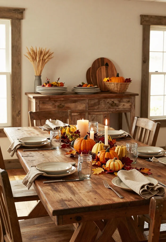 17 Farmhouse Thanksgiving Decor Ideas with Rustic Charm That'll Make Your Table the Talk of the Feast! 60 17 Farmhouse Thanksgiving Decor Ideas with Rustic Charm That'll Make Your Table the Talk of the Feast! - 16. Set Up a Family-Style Serving Station on a Sideboard 1
