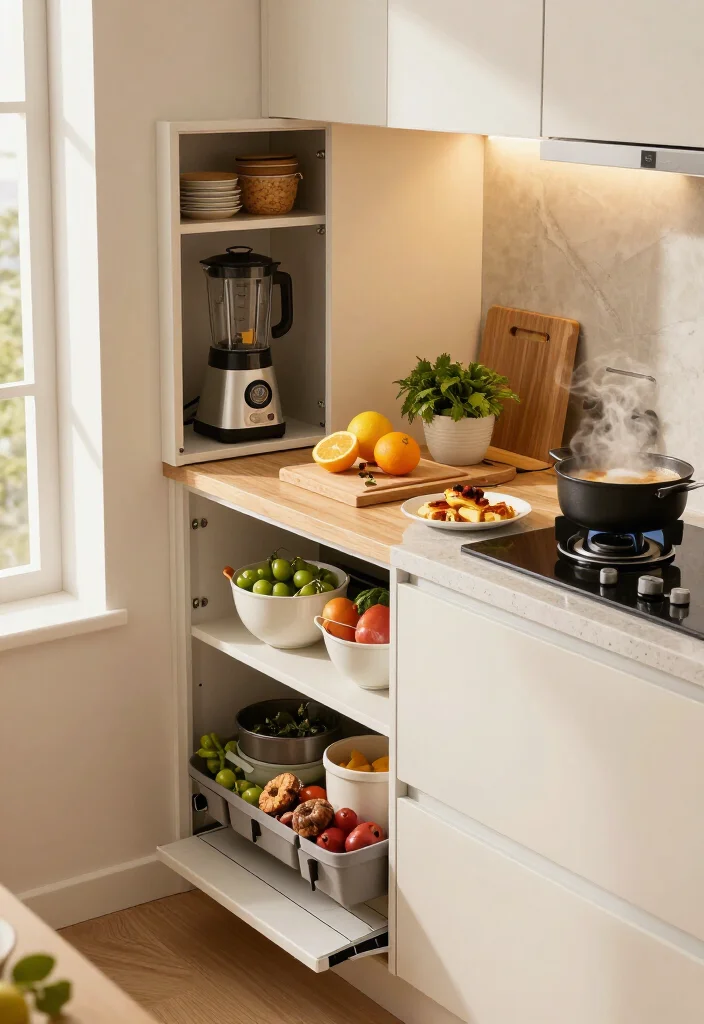 17 Galley Kitchen with Island Ideas That Make Small Spaces Feel Surprisingly Huge (#9 Is Pure Genius!) - 14. Tuck Small Appliances into an Appliance Garage 1