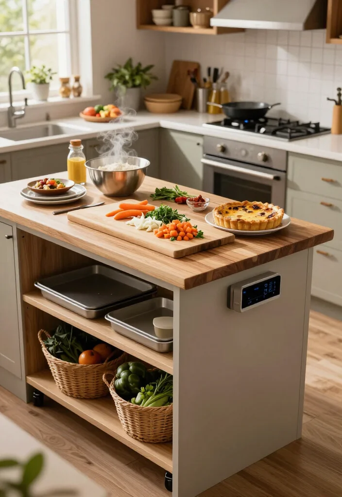 17 Galley Kitchen with Island Ideas That Make Small Spaces Feel Surprisingly Huge (#9 Is Pure Genius!) - 2. Bring in a Rolling Butcher-Block Island 1