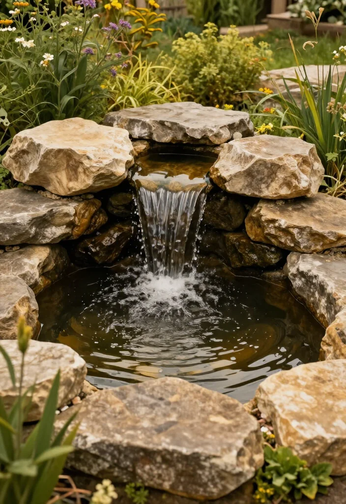 17 Gorgeous Small Ponds with Waterfalls That Will Transform Your Backyard into a Dreamy Oasis! - 1. Rustic Stone Pond with Cascading Waterfall 1