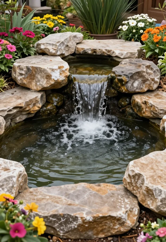 17 Gorgeous Small Ponds with Waterfalls That Will Transform Your Backyard into a Dreamy Oasis! - 12. Cozy Pond with Rock Seating 1