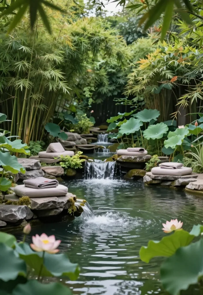 17 Gorgeous Small Ponds with Waterfalls That Will Transform Your Backyard into a Dreamy Oasis! - 13. Serene Meditation Pond with Soft Sounds 1