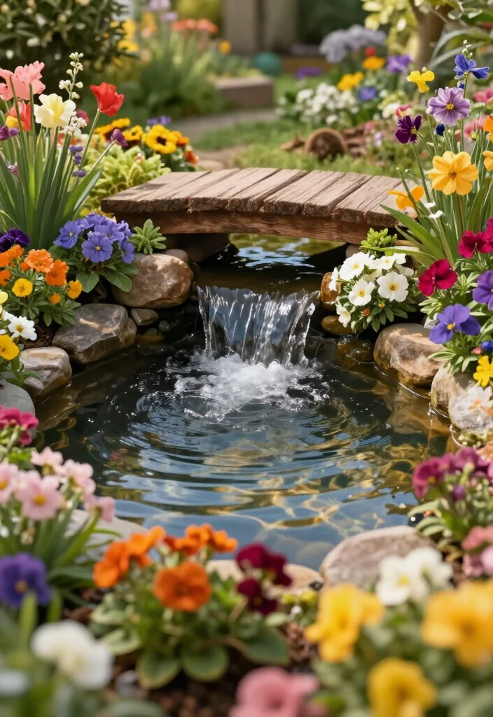 17 Gorgeous Small Ponds with Waterfalls That Will Transform Your Backyard into a Dreamy Oasis! - 4. Small Cottage Pond with Flowering Borders 1