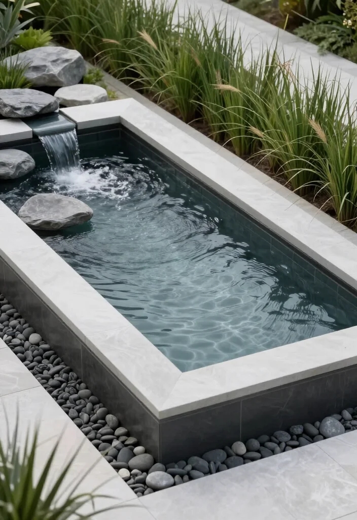 17 Gorgeous Small Ponds with Waterfalls That Will Transform Your Backyard into a Dreamy Oasis! - 9. Modern Minimalist Pond with Subtle Waterfall 1