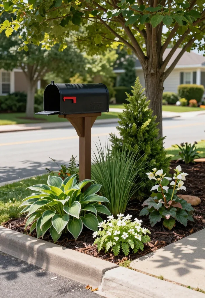 17+ Mailbox Landscaping Ideas That'll Make Your Curb Appeal Impossible to Ignore (#9 Is Seriously Stunning!) - 15. Shade-Loving Woodland Texture 1