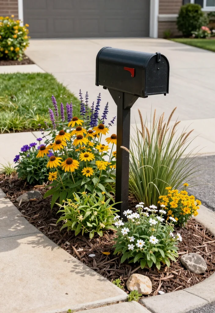 17+ Mailbox Landscaping Ideas That'll Make Your Curb Appeal Impossible to Ignore (#9 Is Seriously Stunning!) - 5. A Native Pollinator-Friendly Border 1