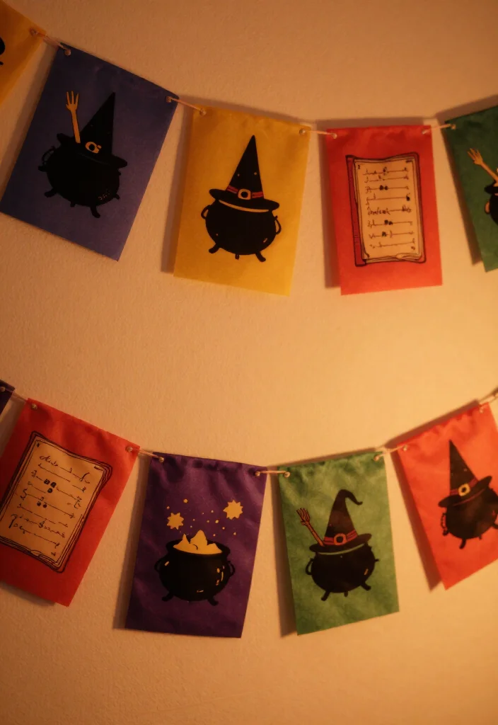 17 Spooktacular Halloween Wall Decor Ideas That Will Leave Your Guests Screaming for More! - 10. Witchy Wall Banners 1