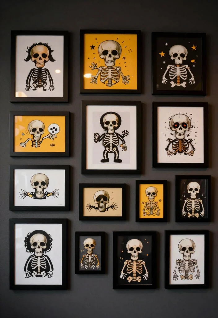 17 Spooktacular Halloween Wall Decor Ideas That Will Leave Your Guests Screaming for More! - 11. Skeleton Art 1