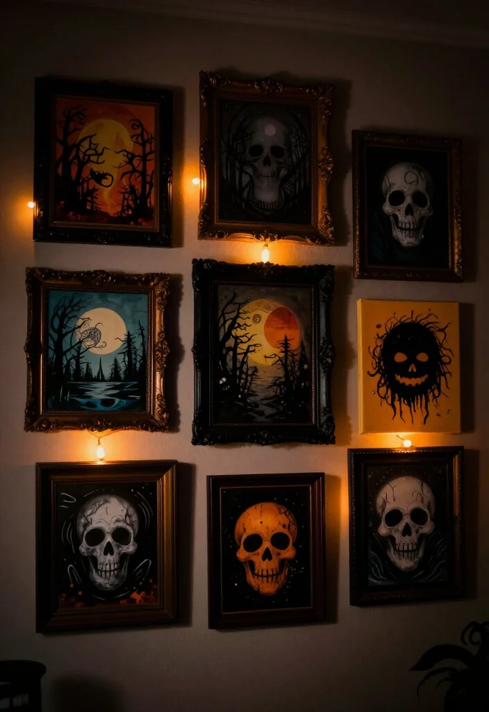 17 Spooktacular Halloween Wall Decor Ideas That Will Leave Your Guests Screaming for More! - 2. Creepy Canvas Art 1
