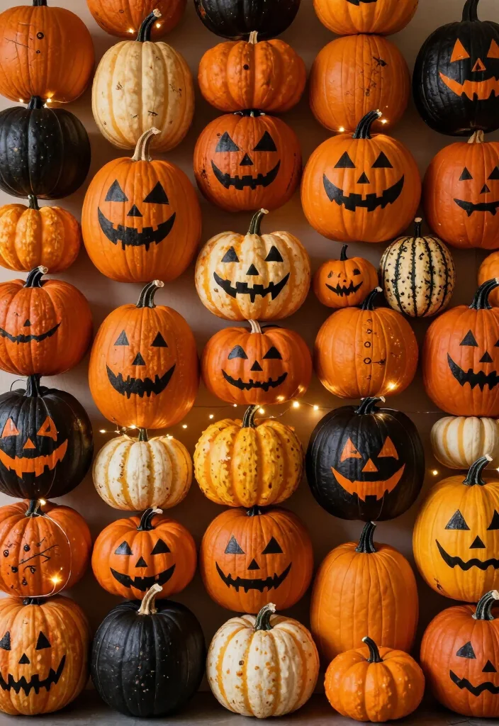 17 Spooktacular Halloween Wall Decor Ideas That Will Leave Your Guests Screaming for More! - 4. Pumpkin Palooza 1
