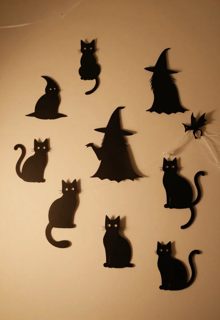 17 Spooktacular Halloween Wall Decor Ideas That Will Leave Your Guests Screaming for More! - 5. Spooky Silhouettes 1