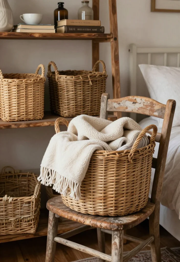 17 Stylish Farmhouse Bedroom Storage Solutions to Maximize Your Space (Check Out #5!) 2 17 Stylish Farmhouse Bedroom Storage Solutions to Maximize Your Space (Check Out #5!) - 1. Woven Basket Wonders 1