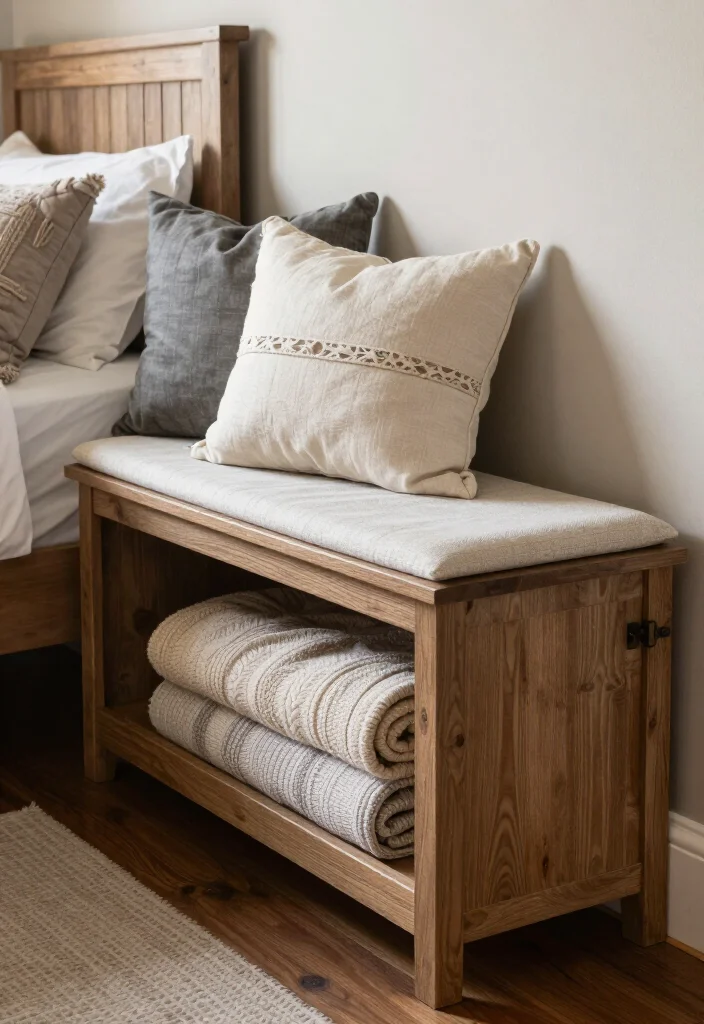 17 Stylish Farmhouse Bedroom Storage Solutions to Maximize Your Space (Check Out #5!) 69 17 Stylish Farmhouse Bedroom Storage Solutions to Maximize Your Space (Check Out #5!) - 16. Hidden Storage Benches 1