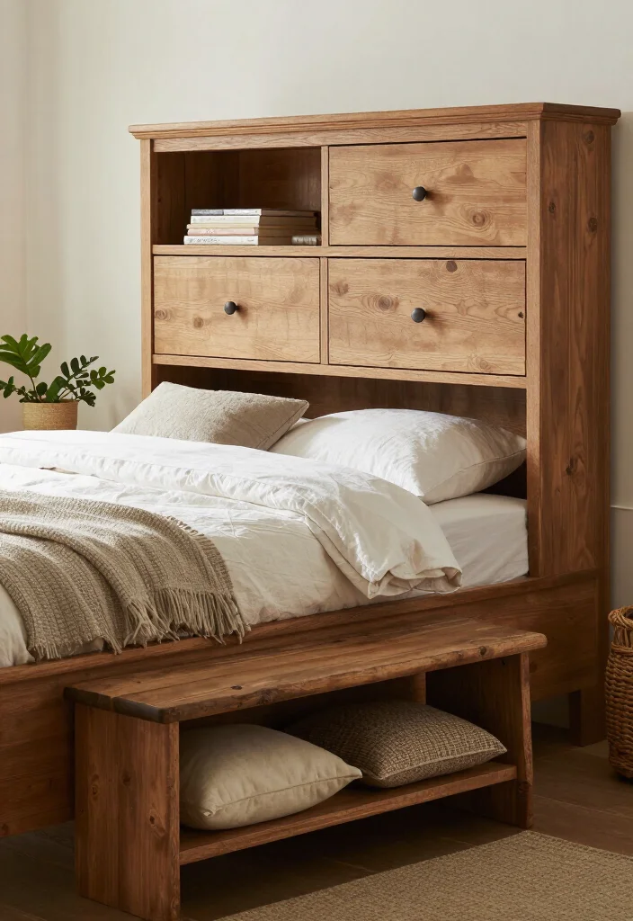 17 Stylish Farmhouse Bedroom Storage Solutions to Maximize Your Space (Check Out #5!) 4 17 Stylish Farmhouse Bedroom Storage Solutions to Maximize Your Space (Check Out #5!) - 3. Multi-Functional Furniture 1