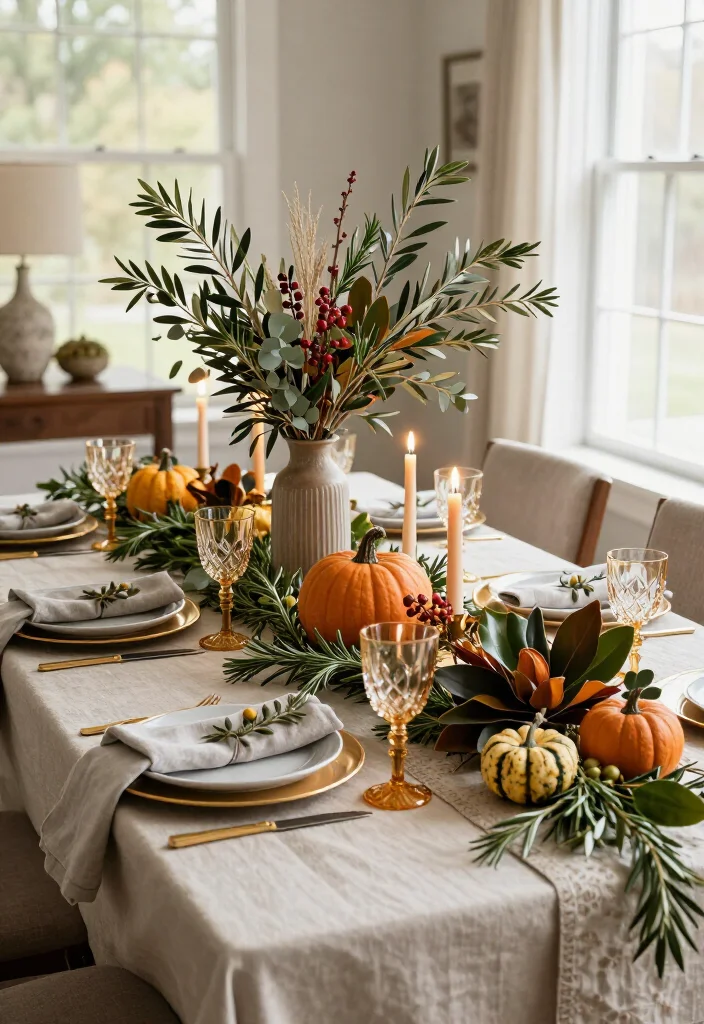 17 Thanksgiving Table Upgrades That'll Make Your Dinner Look Straight Out of a Magazine 49 17 Thanksgiving Table Upgrades That'll Make Your Dinner Look Straight Out of a Magazine - 14. Use Foliage That Feels Fresh From the Garden 1