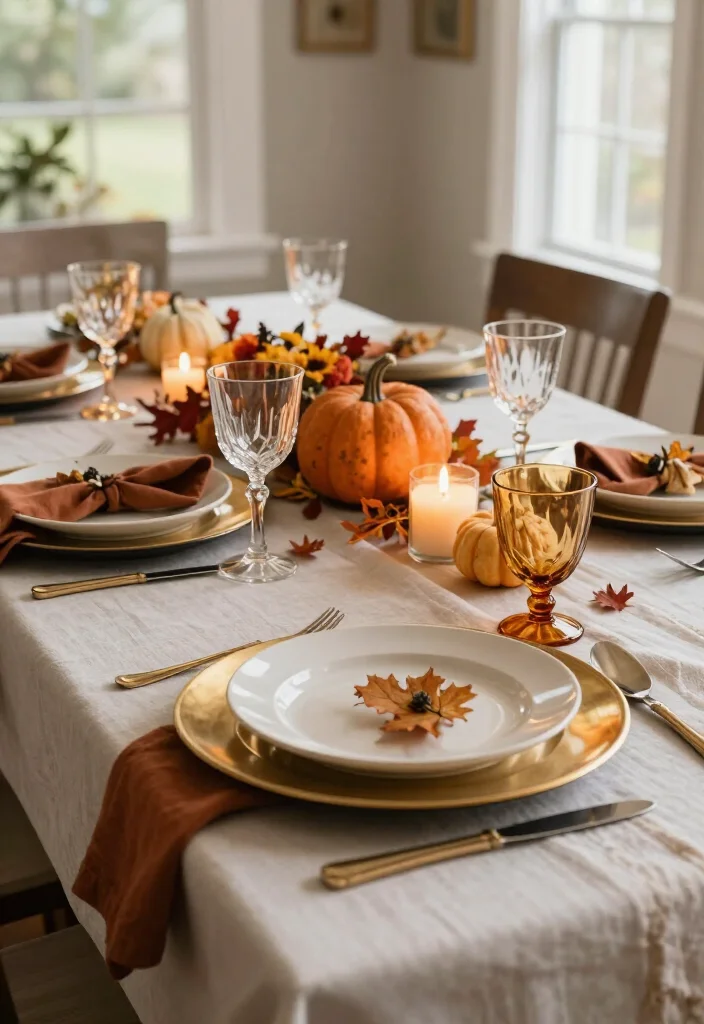 17 Thanksgiving Table Upgrades That'll Make Your Dinner Look Straight Out of a Magazine 3 17 Thanksgiving Table Upgrades That'll Make Your Dinner Look Straight Out of a Magazine - 2. Layer Charger Plates Under Every Setting 1