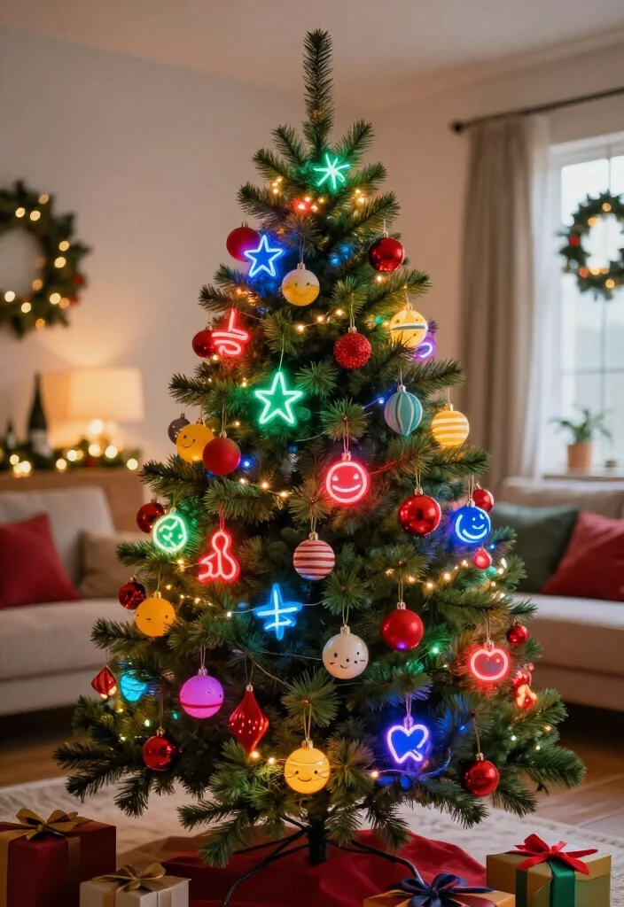 17 Trendy Christmas Tree Ornaments for 2026 That Will Wow Your Guests! - 5. Neon and Bright Colors 1