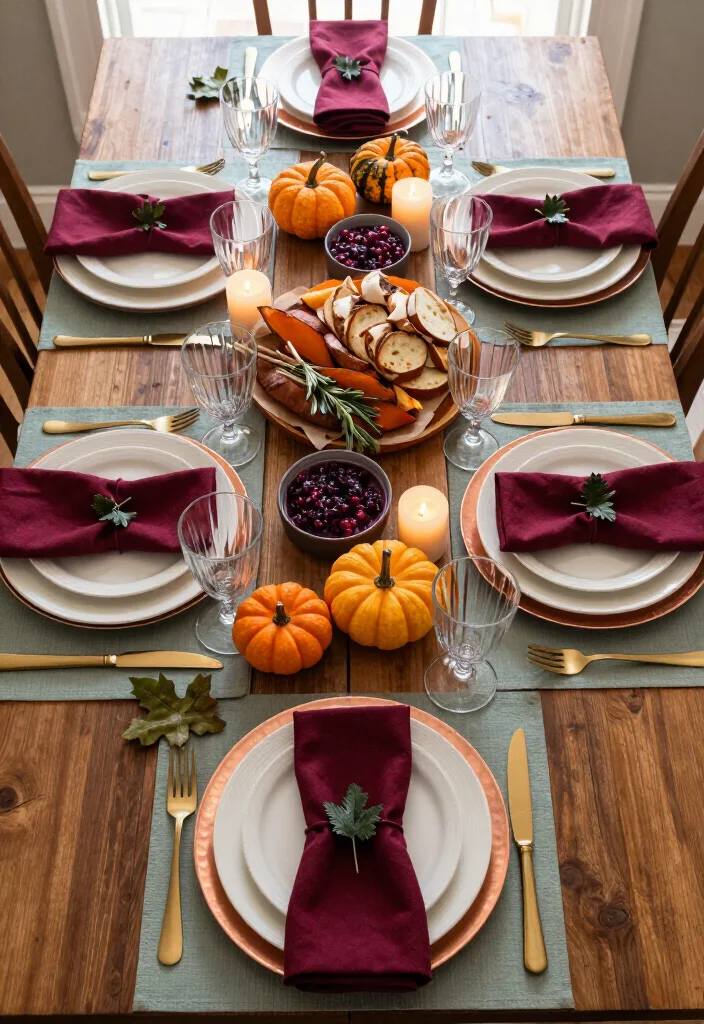 19 Dollar Tree Thanksgiving Table Setting Ideas That Look Shockingly Expensive (Guests Will Never Guess the Cost!) - 10. Add a Burgundy and Sage Color Story 1